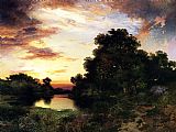 Thomas Moran Sunset on Long Island painting